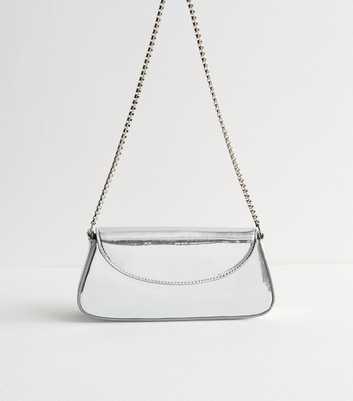 Silver Mirror Faux Leather Shoulder Bag