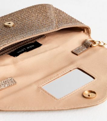 Bronze Iridescent Envelope Clutch New Look