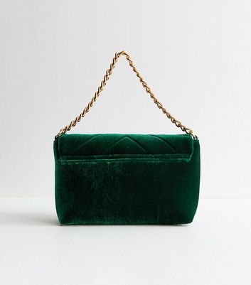 Quilted outlets Velvet Crossbody Bag (Green)