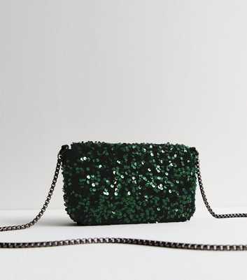 Green Sequinned Crossbody Bag