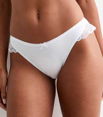 White Lace Wing Ribbed Brazilian Briefs