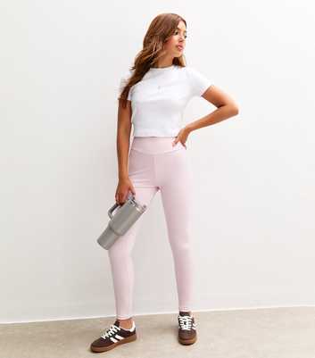 Girls Light Pink High Waist Sports Leggings