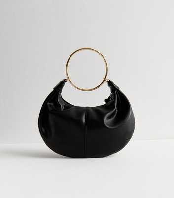 Black Faux Leather Grab Bag