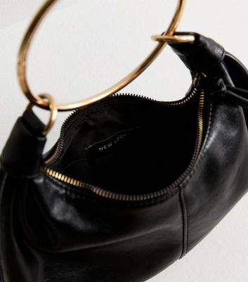 Black Faux Leather Grab Bag New Look