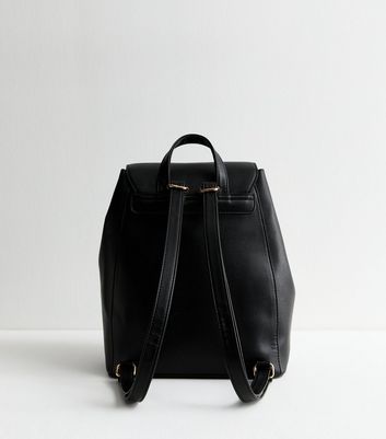 Black faux leather backpack on sale