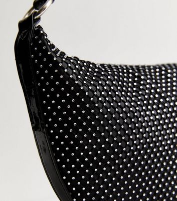 Black Diamanté Fabric Shoulder Bag New Look