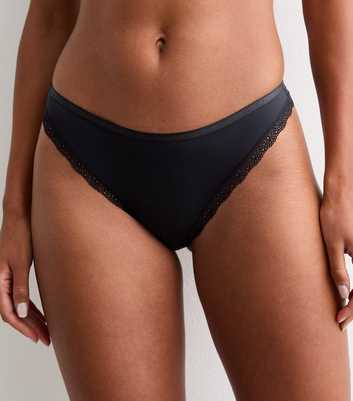 Black Lace Trim Brazilian Briefs