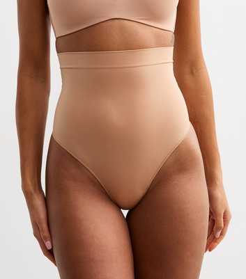 Tan Seamless Shaping High Leg High Waisted Thong