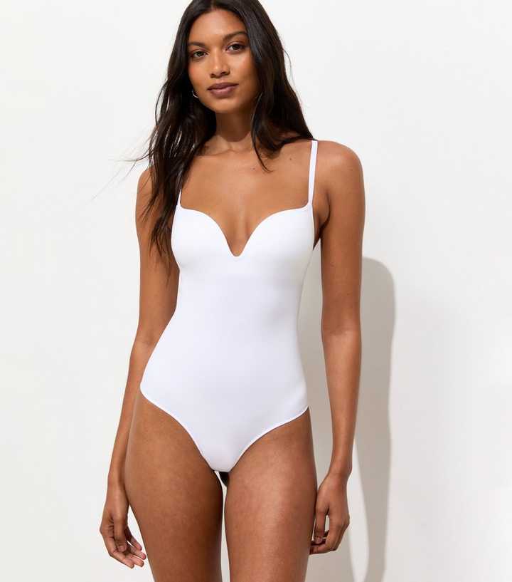 White Seamless Shaping Push Up Bodysuit