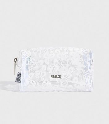 Skinnydip Bow Print Clear Make Up Bag New Look