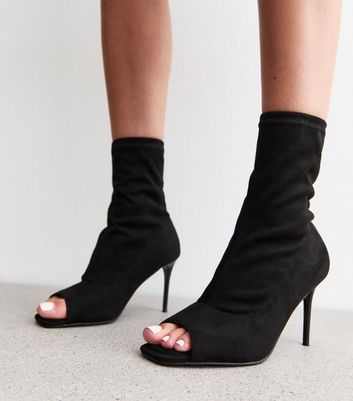 Black peep toe booties outfit on sale