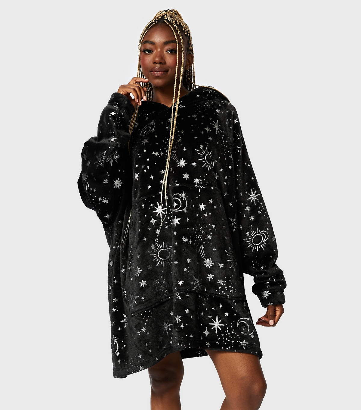 Women's Black Celestial Fleece Blanket Hoodie Skinnydip New Look