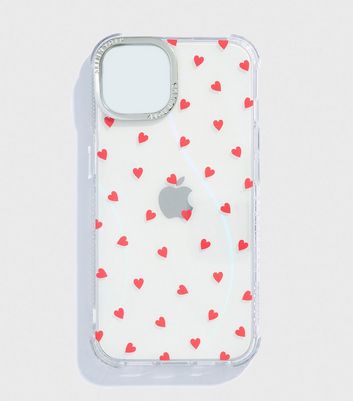 Skinnydip White Heart Print iPhone Case New Look