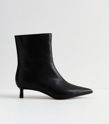 Black leather kitten heel ankle boots hotsell