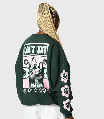 Skinnydip Green Don't Quit Graphic Print Sweatshirt 