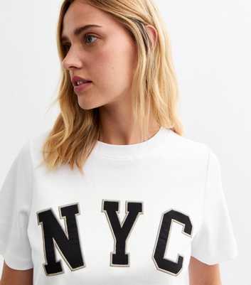 White Premium Heavyweight Cotton NYC Slogan T-Shirt