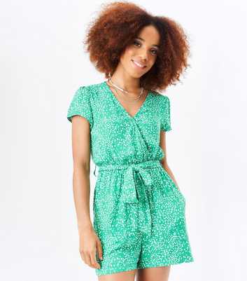 Gini London Green Paisley Print Belted Playsuit