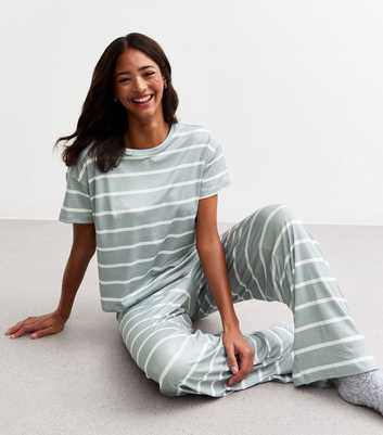 Grey Striped Long Pyjama Set