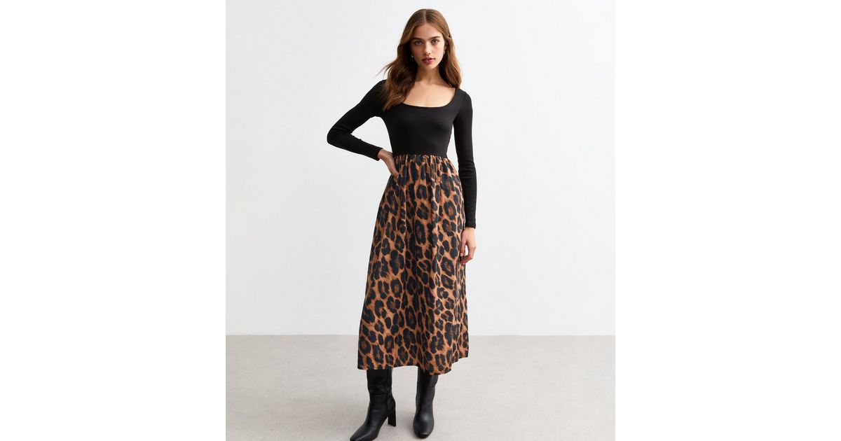 BiBi Leopard Prints Mix and Match Short Sleeves Dress