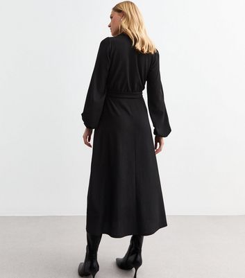 Black Side Slit Midi Dress | New Look
