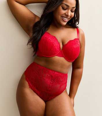 Curves Red Lace High Waist Thong
