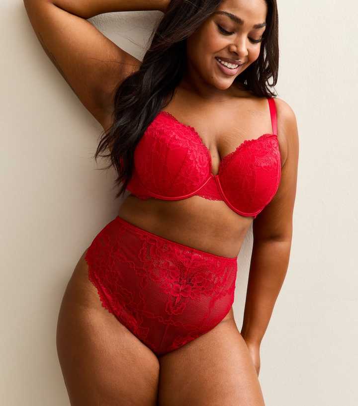 Curves Red Lace High Waist Thong