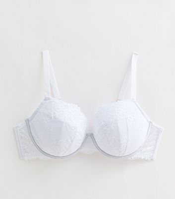 Curves White Lace Plunge Bra New Look