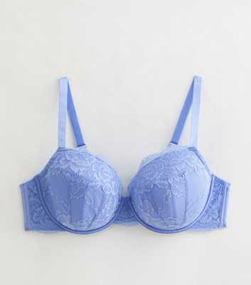 Curves Light Blue Lace Plunge Bra