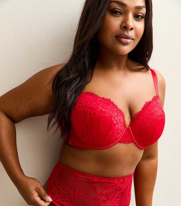 Curves Red Lace Plunge Bra