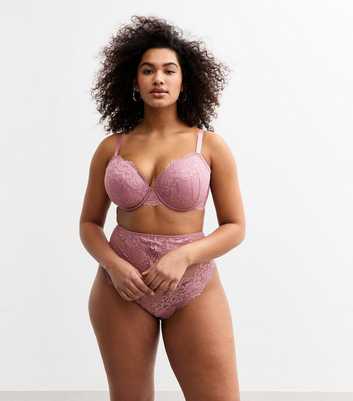 Curves Pink Lace Plunge Bra