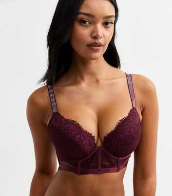 Burgundy Floral Lace Lightly Padded Bra