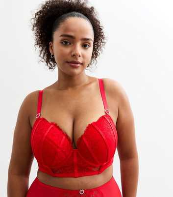 Curves Red Caged Lace And Mesh Padded Bra