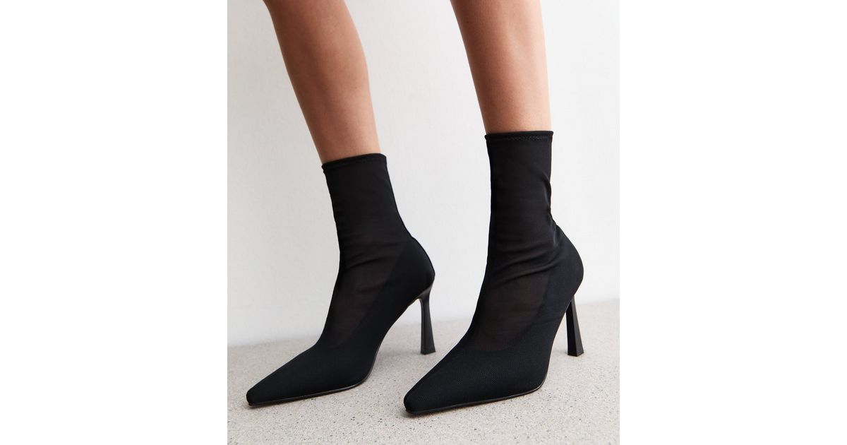 Lace-up Stiletto Mesh Boots