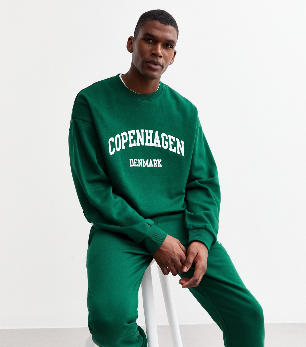 Men's Green Oversized Copenhagen Print Sweatshirt New Look