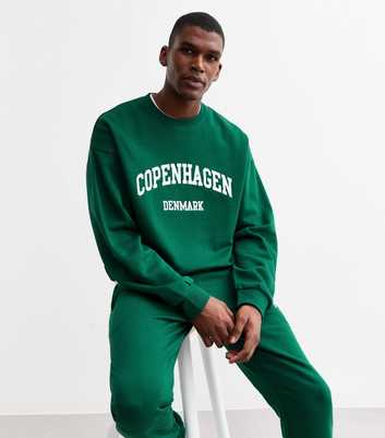 Green Oversized Copenhagen Print Sweatshirt