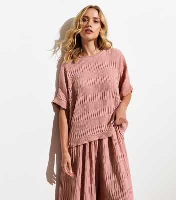 Gini London Pink Pleated Textured Top