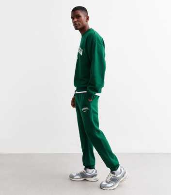 Green Relaxed Drawstring Waist Jersey Joggers