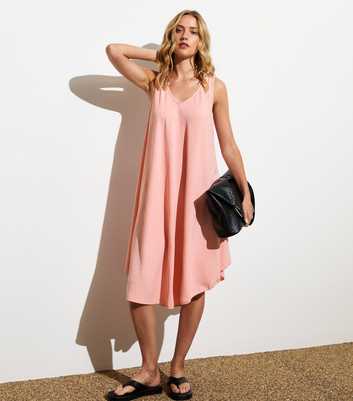 Gini London Pink Textured V-Neck Strappy Dress