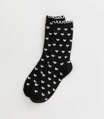 Black Frill Trim Heart Socks