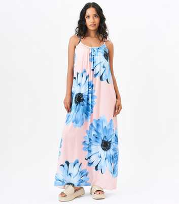 Gini London Pink Floral Print Strappy Oversized Maxi Dress
