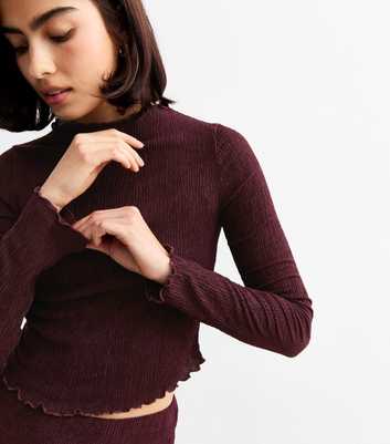 Burgundy Textured Long Sleeved Top 