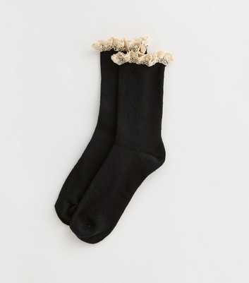 Black Frill Trim Socks