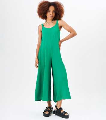 Gini London Green Cropped Wide Leg Jumpsuit