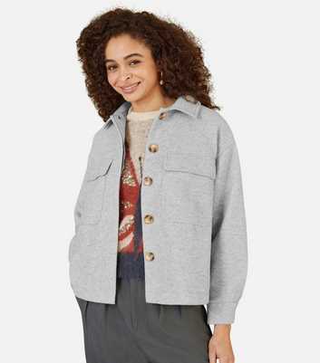 Yumi Pale Grey Button Front Collared Shacket