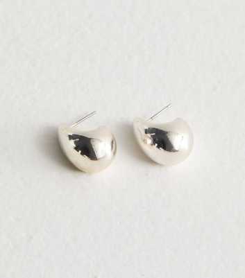 Silver Tone Teardrop Stud Earrings