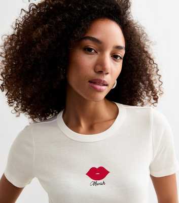 White Mwah Kiss Print Baby Tee T-Shirt 