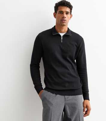 Jack & Jones Black Quarter Zip Jumper 