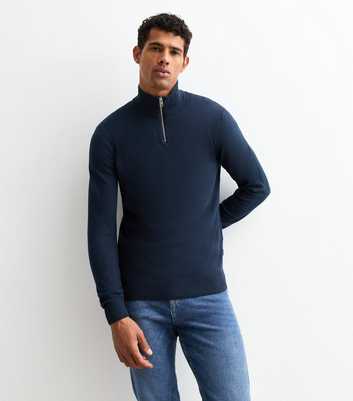 Jack & Jones Navy Half Zip Jumper 