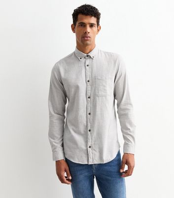 Men's Jack & Jones Grey Long Sleeve Shirt New Look