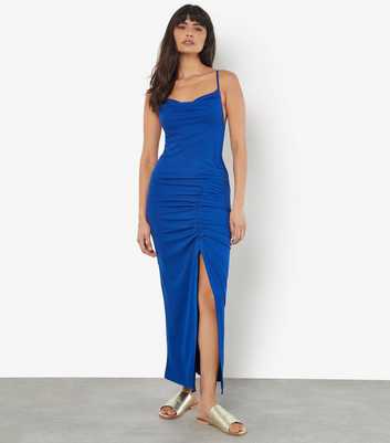 Apricot Bright Blue Split Front Midi Dress